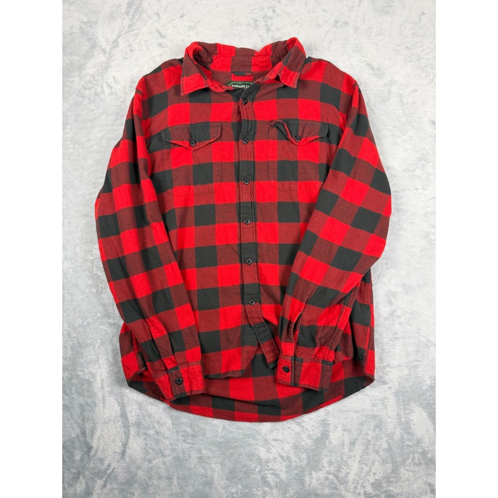 American Eagle Mens XL Flannel Shirt Red Black Buffalo Plaid Button Down L/S